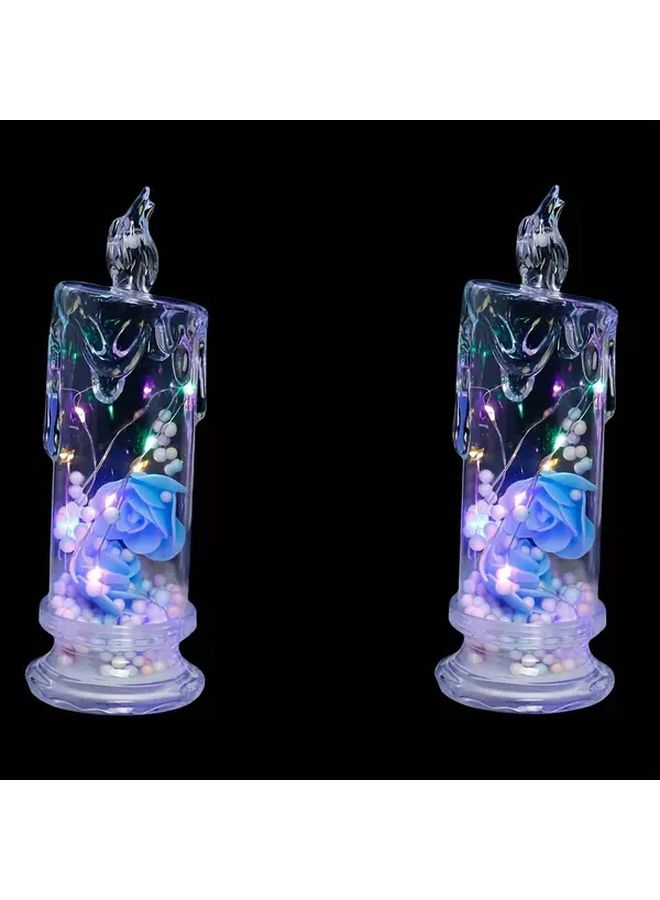 Pink Rose Candle 4pcs Simulation Electronic Candle Light for Wedding Party Table Decoration - Image 2