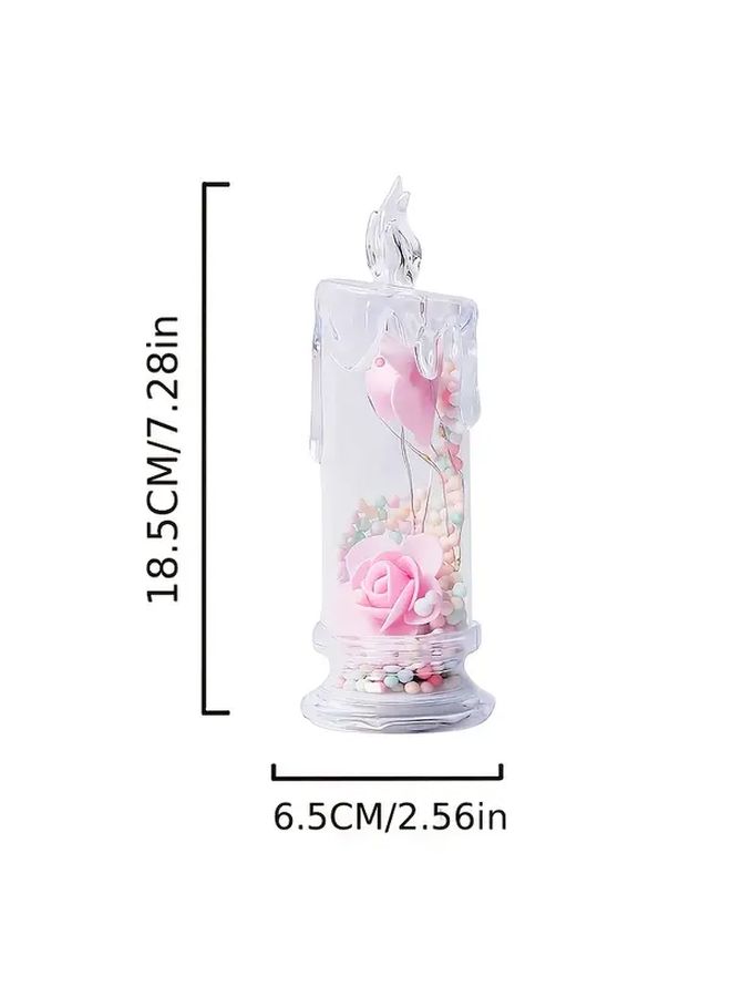 Pink Rose Candle 4pcs Simulation Electronic Candle Light for Wedding Party Table Decoration - Image 3
