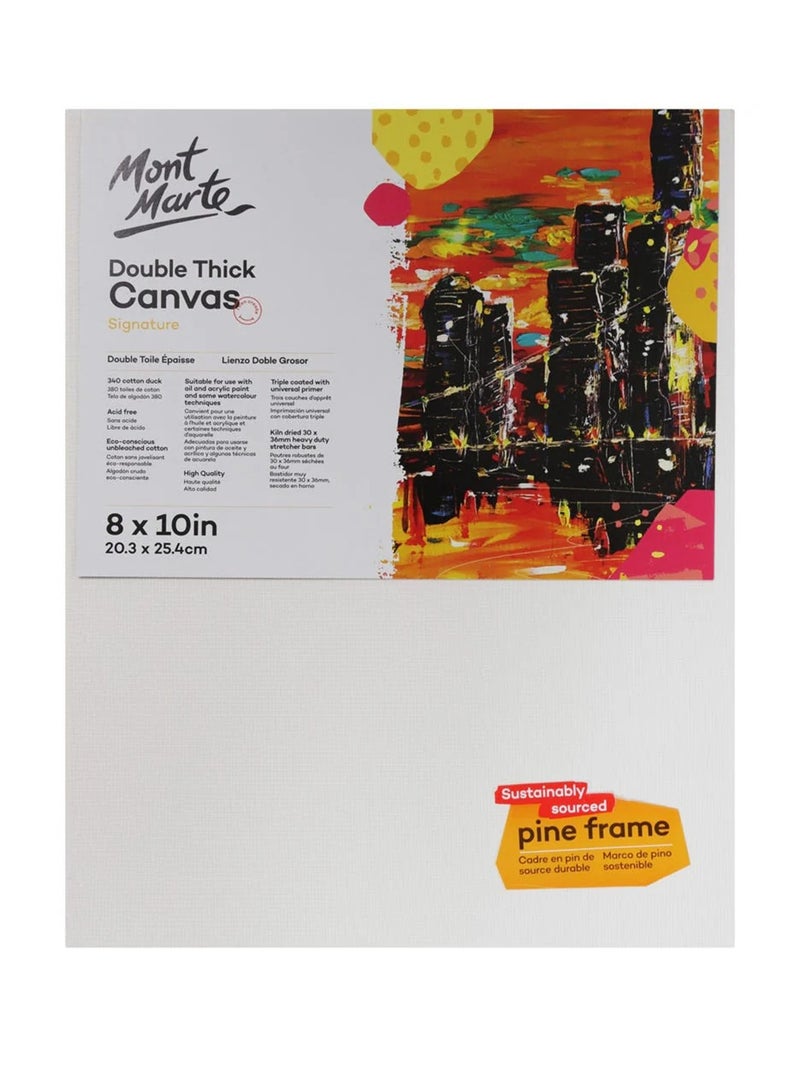 Mont Marte 1-Piece Double Thick Stretched Canvas 340gsm Thickness With Pine Frame 8x10 Inch Size - Image 1
