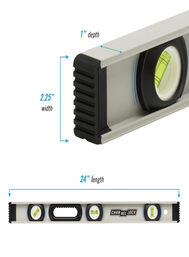CHANNELLOCK 24-Inch, Professional-Grade Aluminum I-Beam Level with 3 Vials, 5100-0024 - Image 2