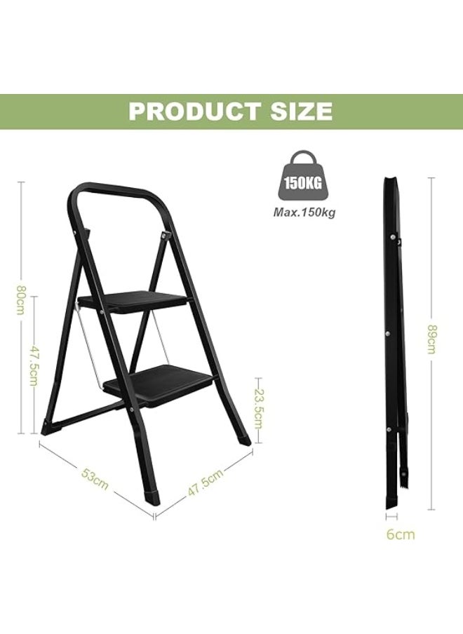 Generic 2-Step Folding Household Ladder – Up to 150 kg, Stepladder for Home and Garden Use  - Image 2