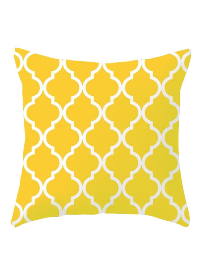 Beauenty Abstract Art Printed Cushion Cover Yellow/White 45x45cm