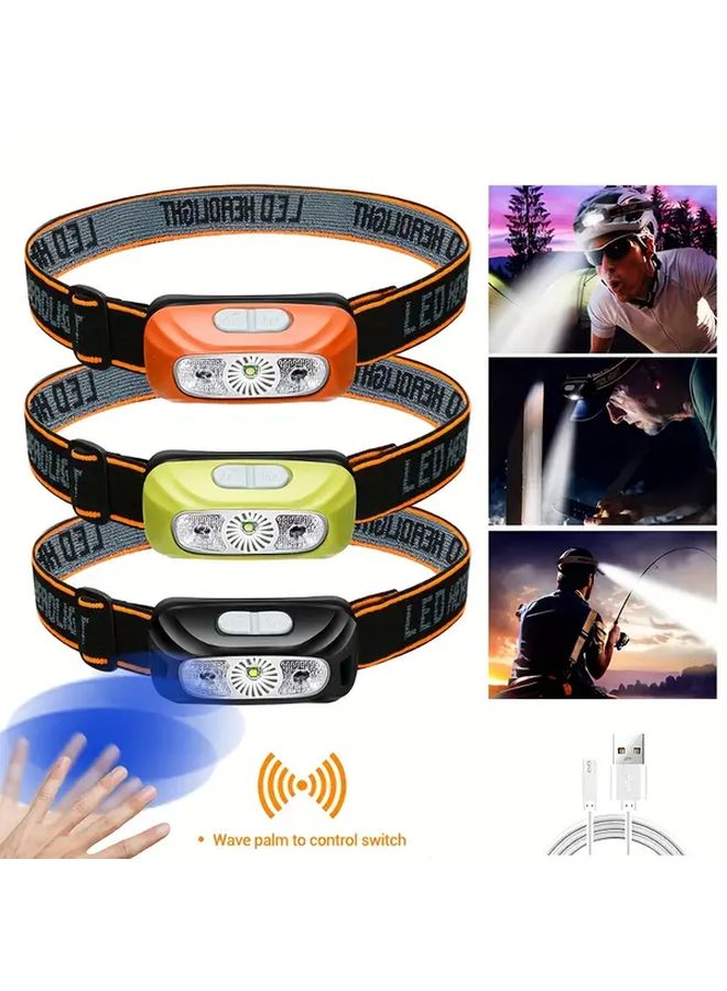 Green Motion Sensor Headlamp Waving Control Type C Charging For Outdoor Camping - Image 3