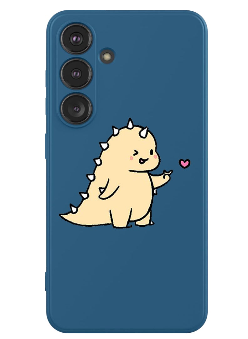 Theodor Protective Slim Fit Case Liquid Silicone Cover with Full Body Protection Anti-Scratch Shockproof Case For Samsung Galaxy S24 Plus (Blue) - Dino love - Image 1