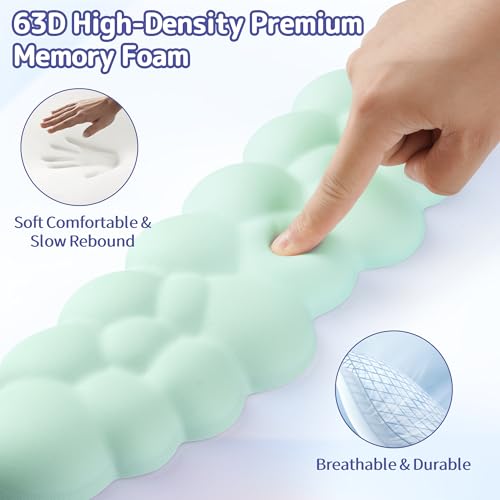 Sushret Cloud Wrist Rest Keyboard, Cloud Keyboard Wrist Pad Set with PU Leather Memory Foam, Cute Arm Rest for Palm Support, PC/Gaming Desk Accessories/Office Setup/Computer Hand Cushion - Light Green - Image 4