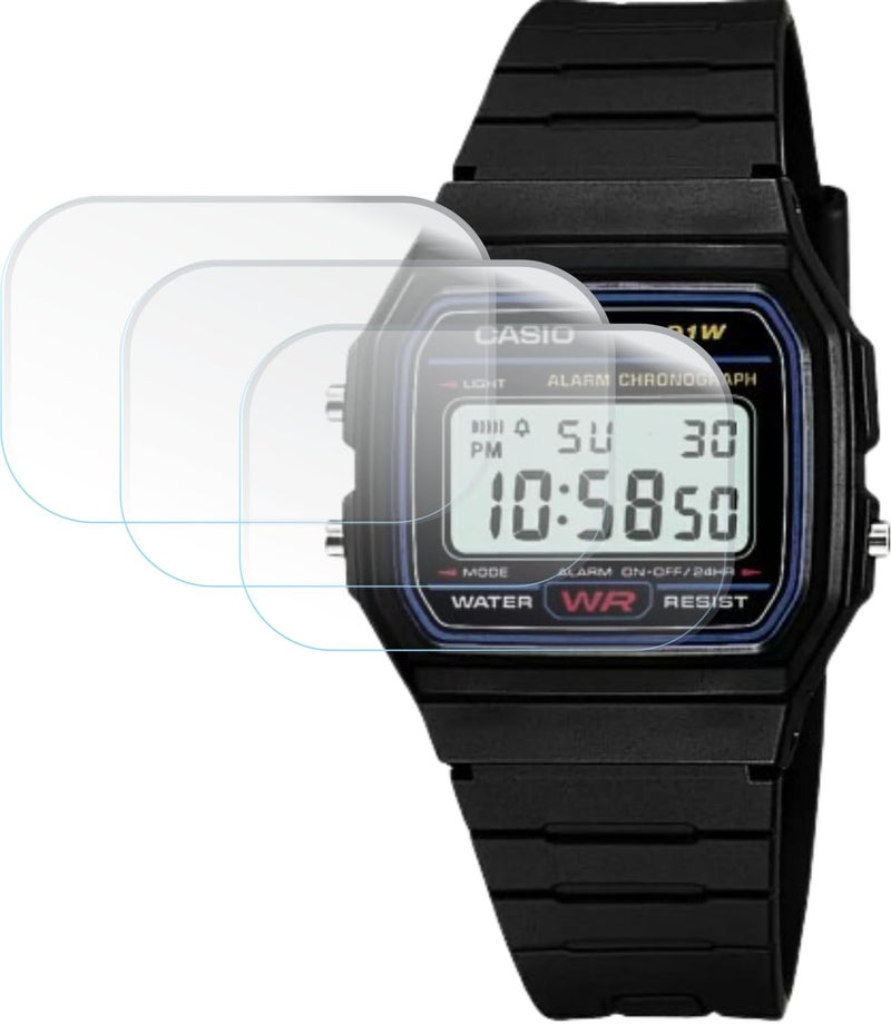 TELTREK 9H Hardness Fiber Tempered Glass Screen Protector Compatible With Casio Youth Series F91W Analogue Watch, Flexible Fiber Screen Guard Not a Tempered Glass Screenguard (Pack of 3) - Image 1