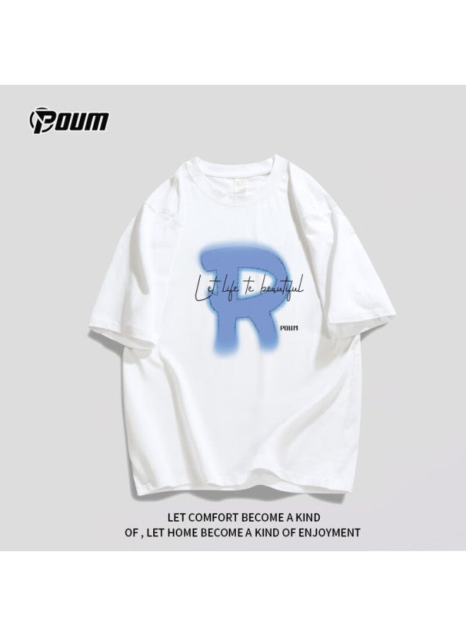 Poum Short-sleeve T-shirt For Men And Women, Pure Cotton, Lightweight Summer Style, Trendy Loose Casual Inner Wear Top, Ph02 White 2XL - Image 3