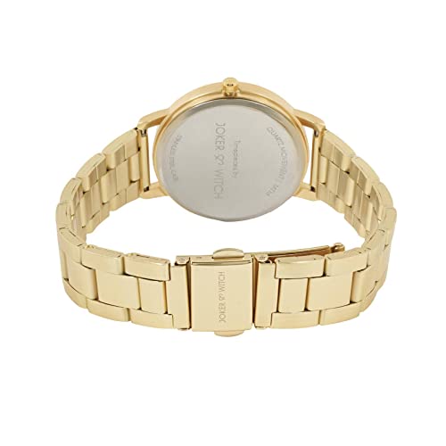 Joker & Witch Stainless Steel Women Vantine Gold Analog Watch Bracelet Stack, Black Dial, Gold Band - Image 4