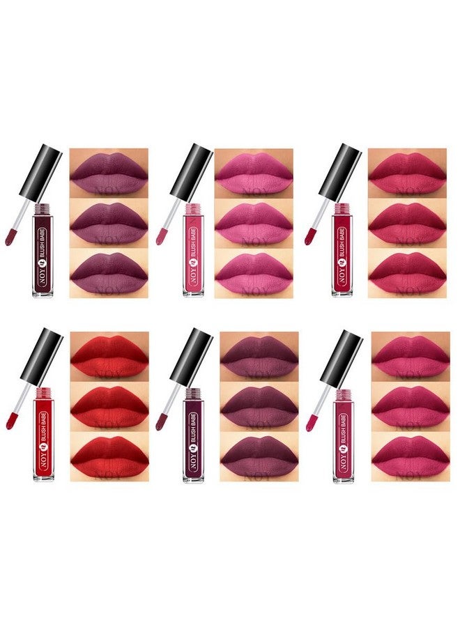 NOY 100% Waterproof Pure Matte Liquid Lipstick For Precise Application Multicolors For Girls And Fit Any Festivals (Set Of 6) #YN157 - Image 1