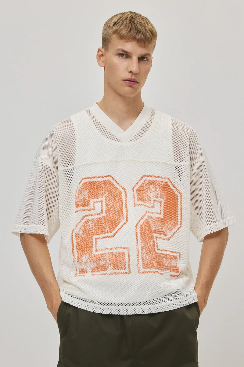 H&M Oversized Fit Printed mesh T-shirt