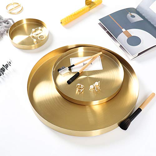IVAILEX Round Gold Tray Stainless Steel Jewelry, Make up, Candle Plate Decorative Tray (8.6 inches) - Image 5