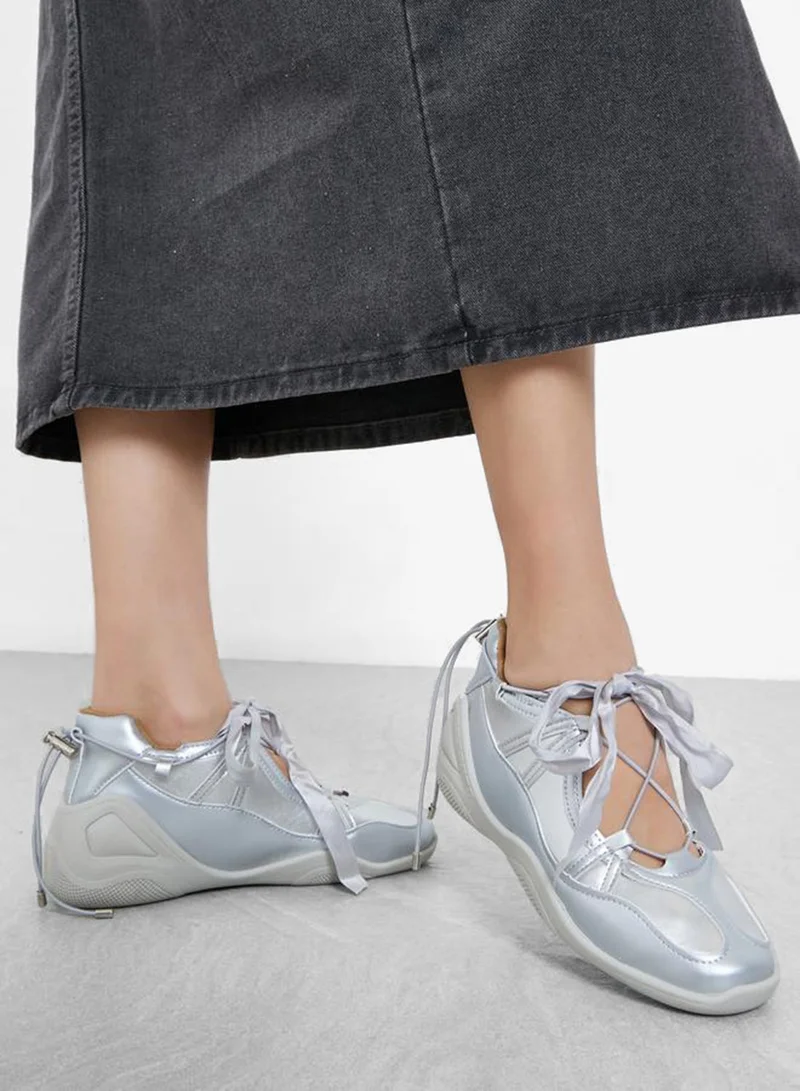 Styli Women Silver Metallic Sneakers