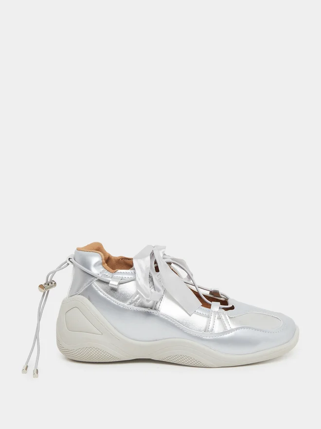 Styli silver Women Silver Metallic Sneakers for Women | Best Price UAE
