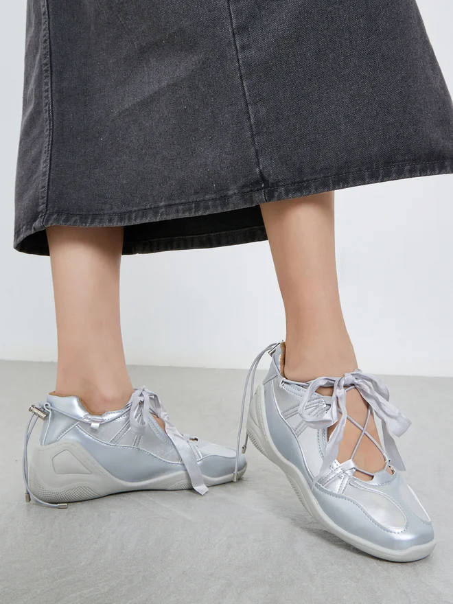 Women Silver Metallic Sneakers