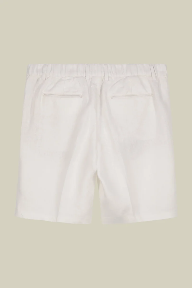 Doppelganger White Men's Bermuda shorts with elastic waistband 100% linen - White for Men | Best Price UAE