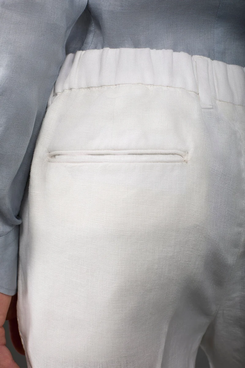 Doppelganger White Men's Bermuda shorts with elastic waistband 100% linen - White for Men | Best Price UAE