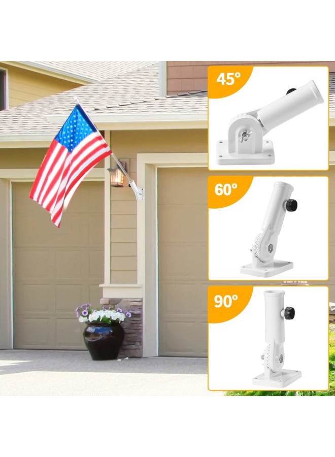 BONWIN Flag Pole Holder Brackets, 1" Flag Pole Mounting Bracket with Hardwares for House Wall Porch, 1" Inner Diameter, 180° Adjustable Multi Positions, Aluminium Alloy(1 Pack White, Multi-Positions) - Image 4