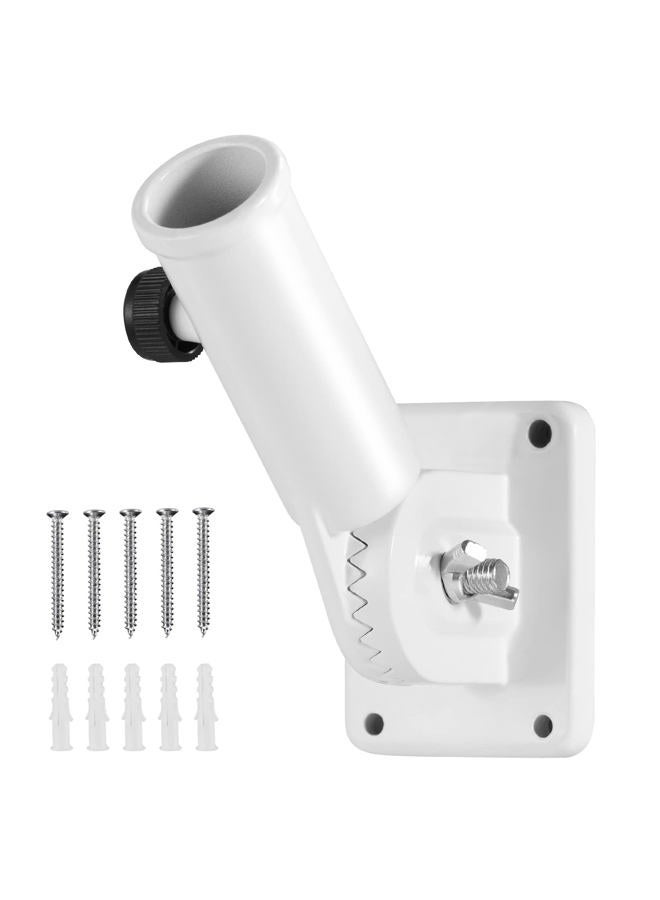 BONWIN Flag Pole Holder Brackets, 1" Flag Pole Mounting Bracket with Hardwares for House Wall Porch, 1" Inner Diameter, 180° Adjustable Multi Positions, Aluminium Alloy(1 Pack White, Multi-Positions) - Image 1