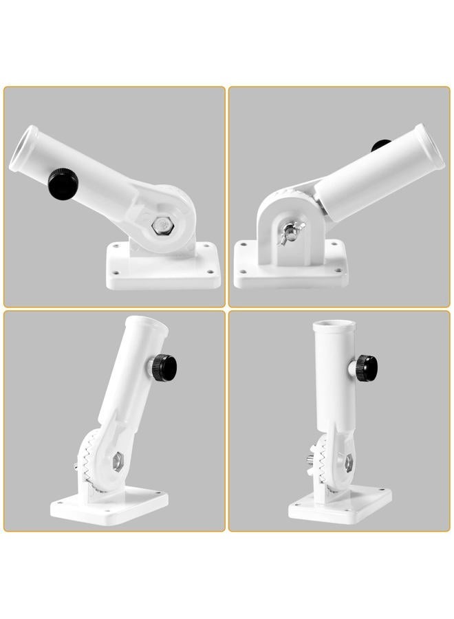 BONWIN Flag Pole Holder Brackets, 1" Flag Pole Mounting Bracket with Hardwares for House Wall Porch, 1" Inner Diameter, 180° Adjustable Multi Positions, Aluminium Alloy(1 Pack White, Multi-Positions) - Image 2