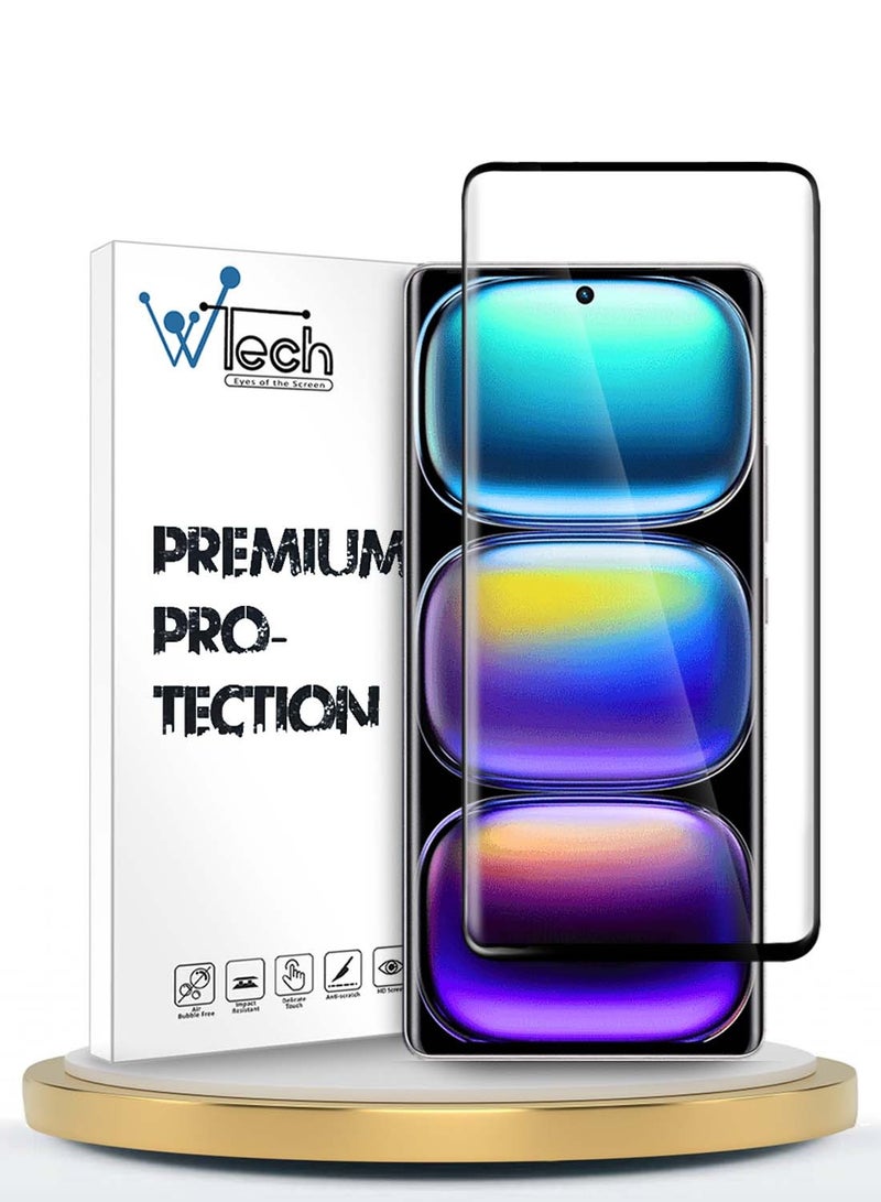 Wtech infinix Hot 50 Pro+ / Infinix Hot 50 Pro Plus 4G 2024 Premium Edge-Pro Full Glue Full Cover Tempered Glass Screen Protector (MSGPCN) - Clear/Black - Image 1