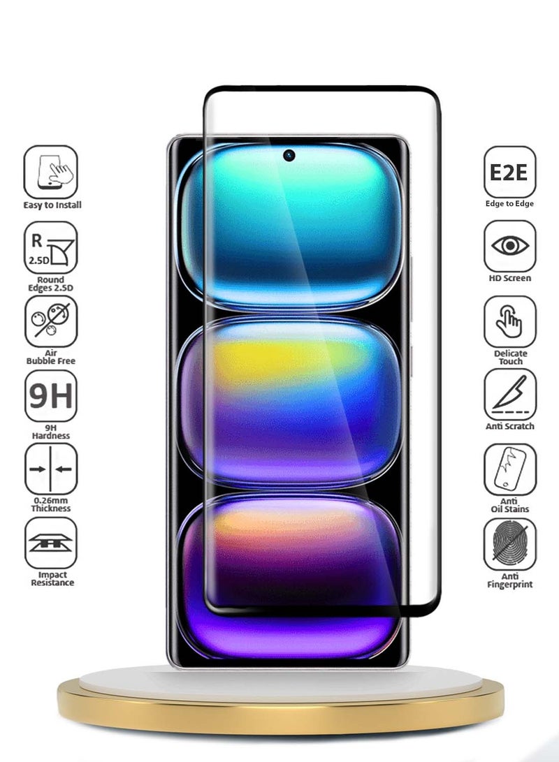 Wtech infinix Hot 50 Pro+ / Infinix Hot 50 Pro Plus 4G 2024 Premium Edge-Pro Full Glue Full Cover Tempered Glass Screen Protector (MSGPCN) - Clear/Black - Image 2