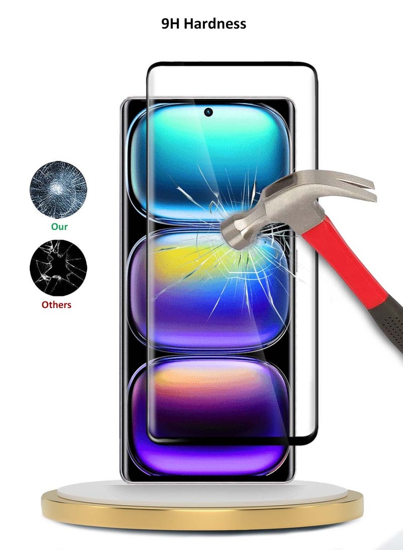 Wtech infinix Hot 50 Pro+ / Infinix Hot 50 Pro Plus 4G 2024 Premium Edge-Pro Full Glue Full Cover Tempered Glass Screen Protector (MSGPCN) - Clear/Black - Image 3