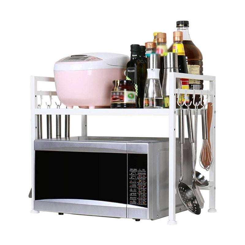 INDIAN DECOR INDIAN DECOR 35520 Kitchen Shelf Black Metal Kitchen Shelf Microwave Oven Oven Seasoning Rack Family Kitchen Storage Rack Bearing 50kg White Made in India  - Image 1