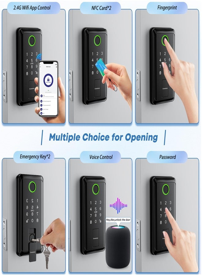 Evanshow Fingerprint Door Lock- Door Knob with Locks, Deadbolt Lock Keyless Entry 6-in-1 Biometric Door Knob with Passcode Keypad App,Door Locks for Bedroom Home Hotel Office Apartment - Image 2