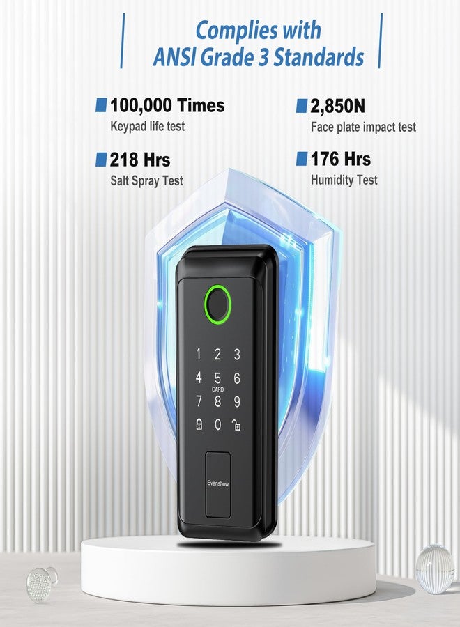 Evanshow Fingerprint Door Lock- Door Knob with Locks, Deadbolt Lock Keyless Entry 6-in-1 Biometric Door Knob with Passcode Keypad App,Door Locks for Bedroom Home Hotel Office Apartment - Image 4