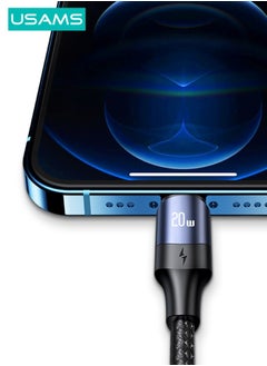 أوسامس كابل شاحن iPhone 1.2 متر [معتمد من MFi] كابل USB C إلى Lightning - سلك مجدول للشحن السريع، شحن PD 20 وات لهاتف iPhone 14/14 Pro/14 Plus/14 Pro Max وiPad Pro وiPhone 8-13 Series - أسود  - Image 4