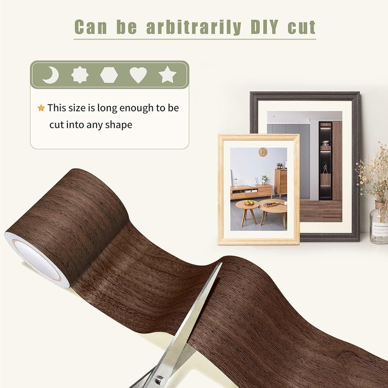 Aputue Wood Grain Repair Tape, 2 Roll Waterproof Self Adhesive Dark Brown Wood Tape, Multi-use Woods Grain Repair Patch for Furniture Floors Tables Kitchen Cabinets, DIY Crafting Home Decoration - Image 4