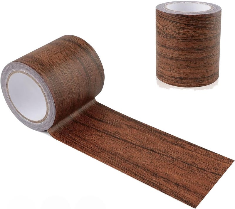 Aputue Wood Grain Repair Tape, 2 Roll Waterproof Self Adhesive Dark Brown Wood Tape, Multi-use Woods Grain Repair Patch for Furniture Floors Tables Kitchen Cabinets, DIY Crafting Home Decoration - Image 1