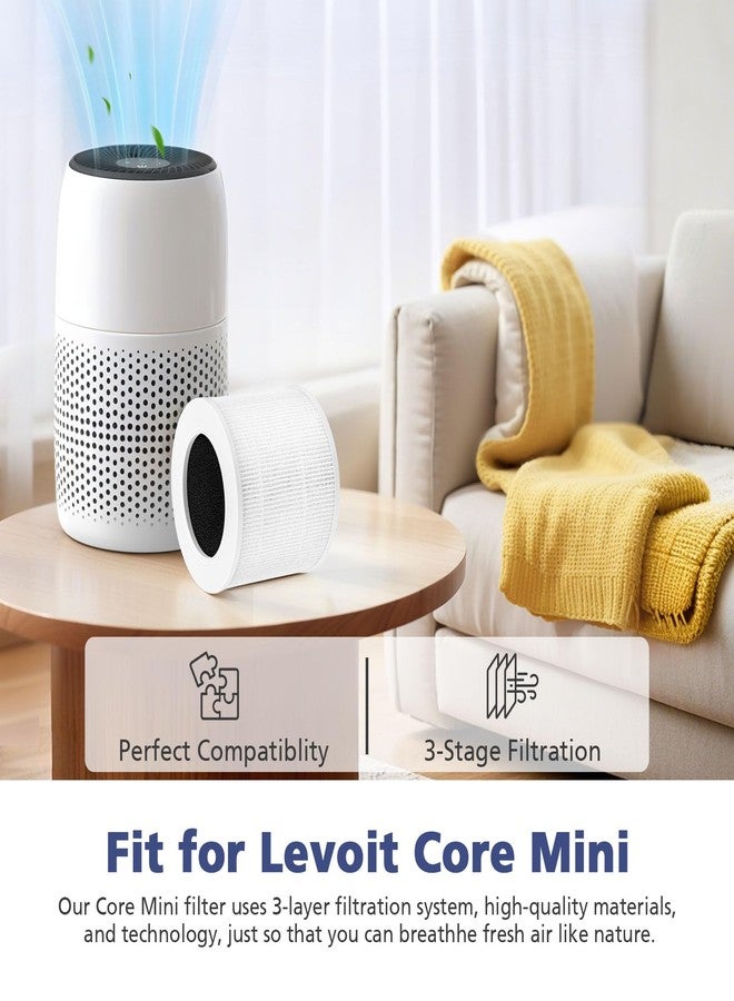 Ecleanfy فلتر Ecleanfy Core Mini رباعي القطع متوافق مع جهاز تنقية الهواء LEVOIT Core Mini، فلتر أولي عالي الكفاءة H13 HEPA 3 في 1 مع كربون نشط، فلتر بديل لجهاز LEVOIT Core Mini - Image 3