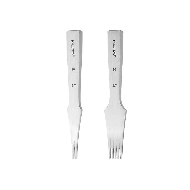 WUTA Leather Chisel All-Polished Leather Die-Steel Chisel French Style Pricking Iron Sharp Leather Punching Tool Kits,Obverse 2.7mm 2 Teeth+5 Teeth - Image 1