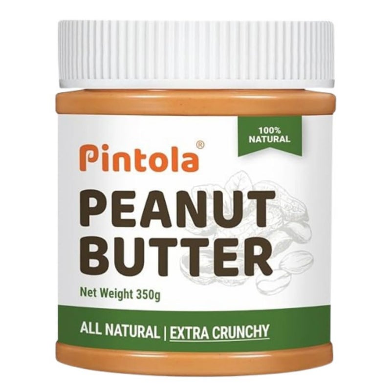 Pintola All Natural Peanut Butter Extra Crunchy 350g |Unsweetened | 30g Protein | Gluten & Cholesterol Free, Vegan Peanut Butter, Nut Butter, High in Protein Spread, 100% Pure Roasted peanuts butter - Image 2