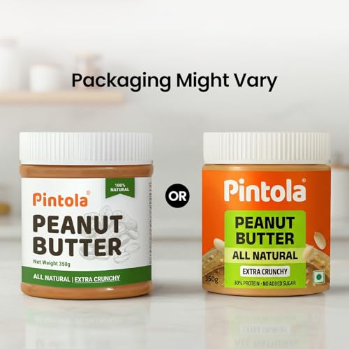 Pintola All Natural Peanut Butter Extra Crunchy 350g |Unsweetened | 30g Protein | Gluten & Cholesterol Free, Vegan Peanut Butter, Nut Butter, High in Protein Spread, 100% Pure Roasted peanuts butter - Image 3