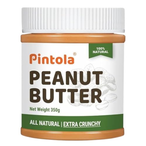 Pintola All Natural Peanut Butter Extra Crunchy 350g |Unsweetened | 30g Protein | Gluten & Cholesterol Free, Vegan Peanut Butter, Nut Butter, High in Protein Spread, 100% Pure Roasted peanuts butter - Image 1