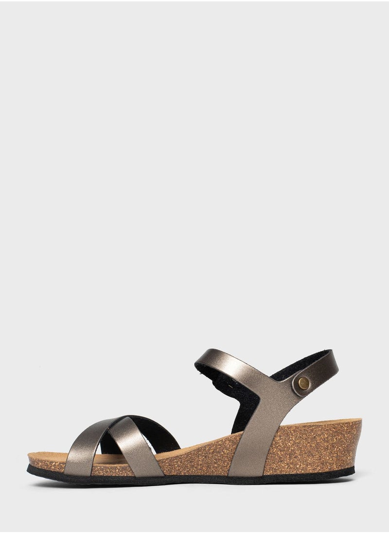 BAYTON - Canberra Strappy Mid Heel Wedges - Image 1