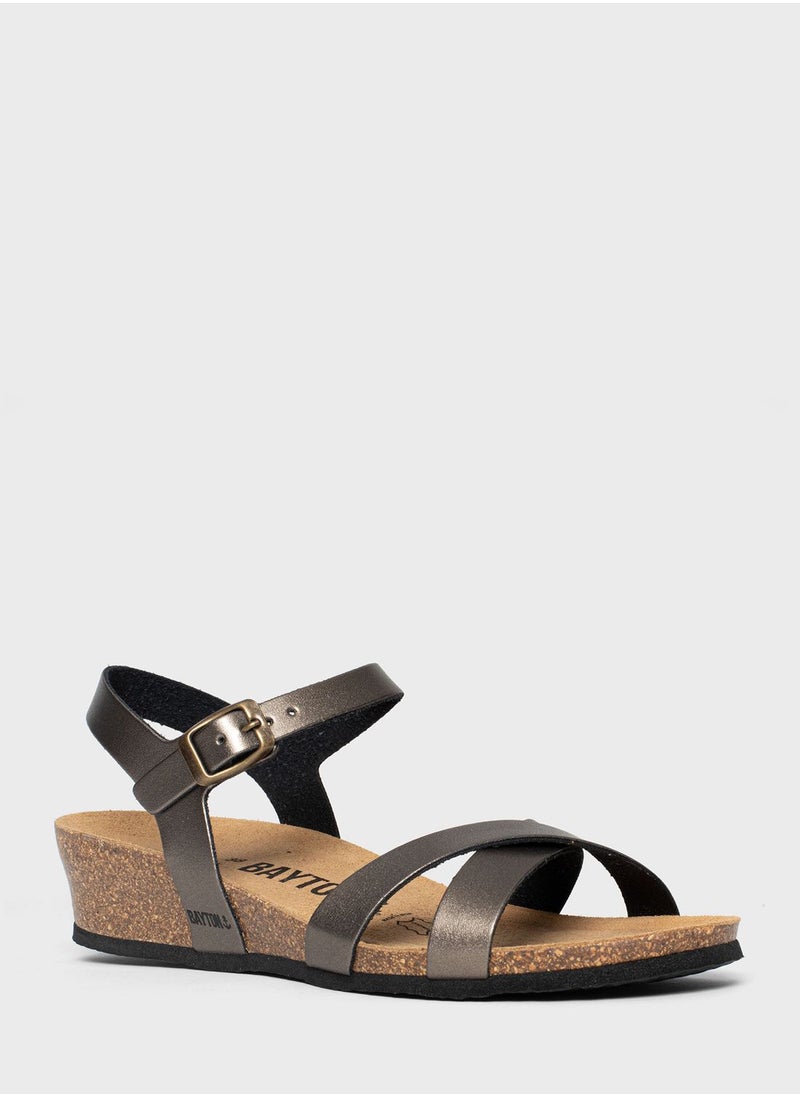 BAYTON - Canberra Strappy Mid Heel Wedges - Image 1