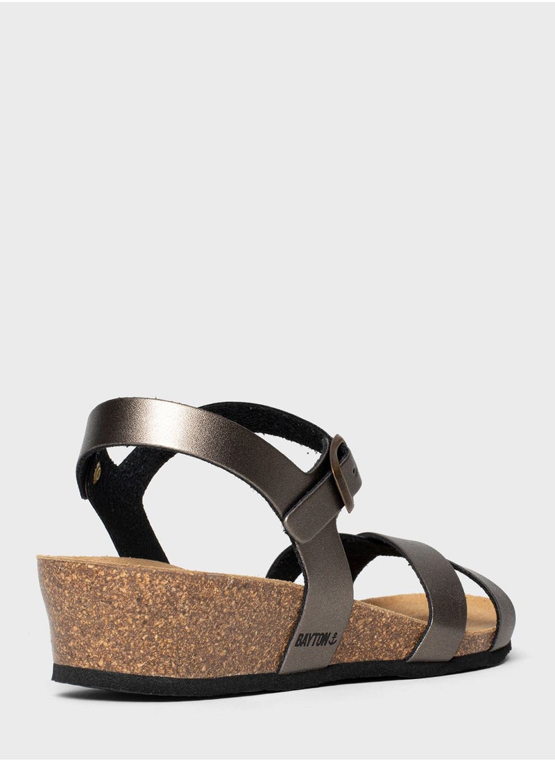 BAYTON - Canberra Strappy Mid Heel Wedges - Image 1