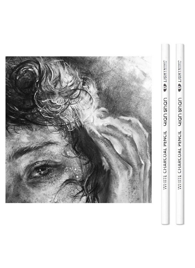Qianshan 2 Pcs White Sketch Charcoal Pencils Professional Hight Quality Sketch Highlight White Charcoal Wooden Pencils For Artist Drawing Sketching Blending  - Image 3