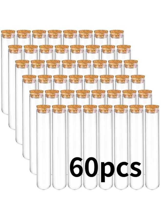 60 Pcs Acrylic Test Tubes with Cork Stoppers Transparent Lab Glassware for Scientific Experiments Party Decorations and Candy Storage Durable Easy to Clean Laboratory Supplies - Image 1