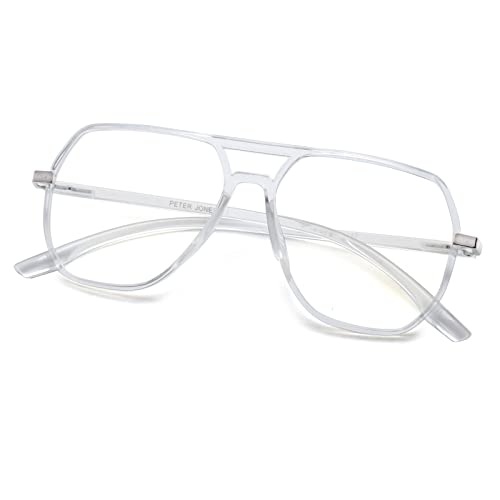 Peter Jones Oversized Aviator Transparent Unisex Blue Light Blocking Computer Glasses (AG20508T) - Image 1