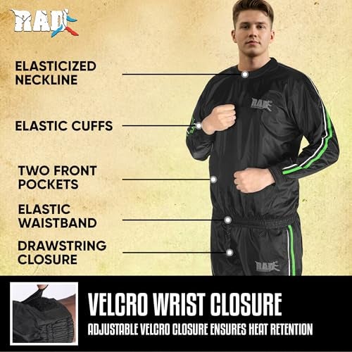 RAD Sauna Sweat Suit for Men & Women (Medium To 6XL) for Weight Loss & Fat Burn Sweating Suit (Green, Large) - Image 2