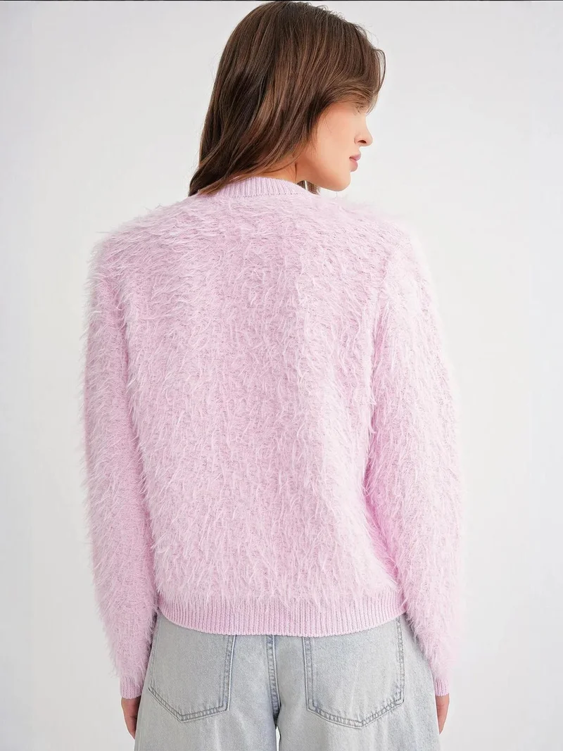 MixRay Mixray Buttoned Plush Textured Cardigan