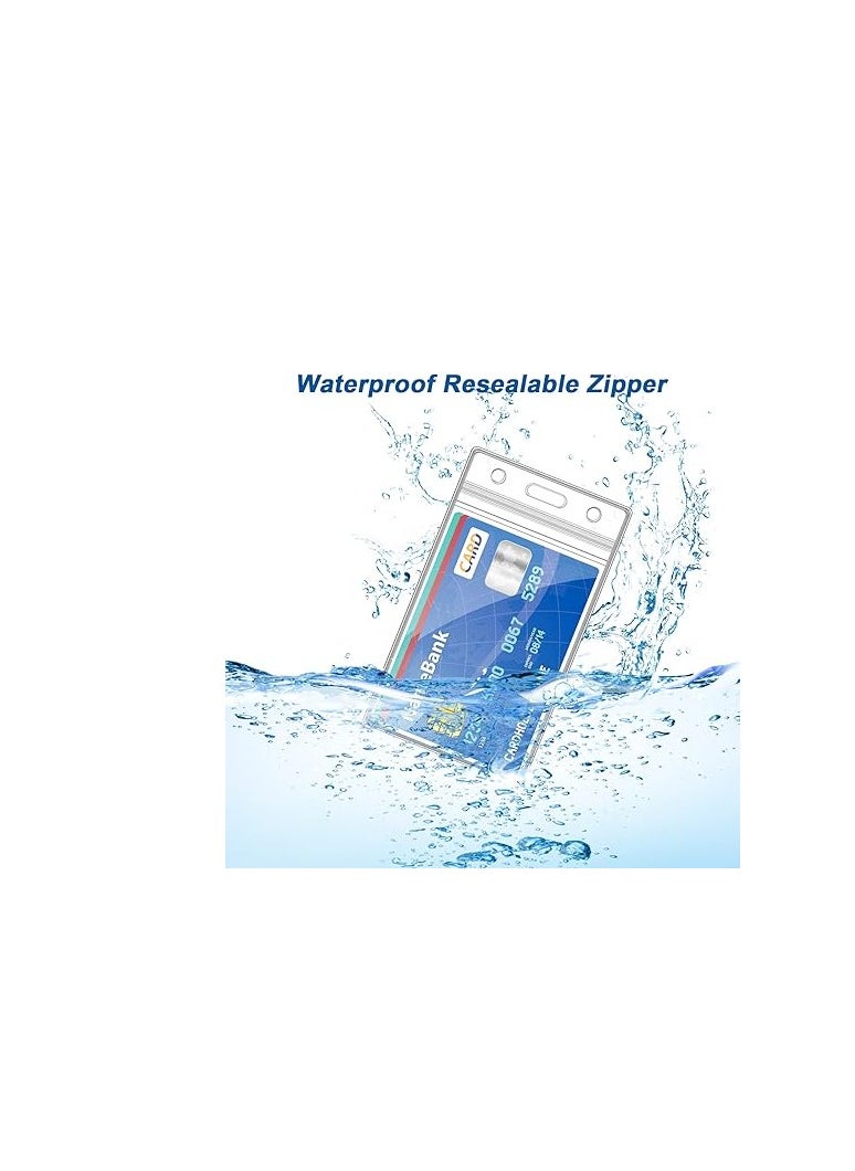 SUPER DEAL 10  Pieces Clear ID Badge Holder with Lanyard, with Lanyard ID Card Holder Waterproof Clear Plastic Vertical Name Tags Badge Holders Transparent PVC Pouch for Office School Travel  - Image 4