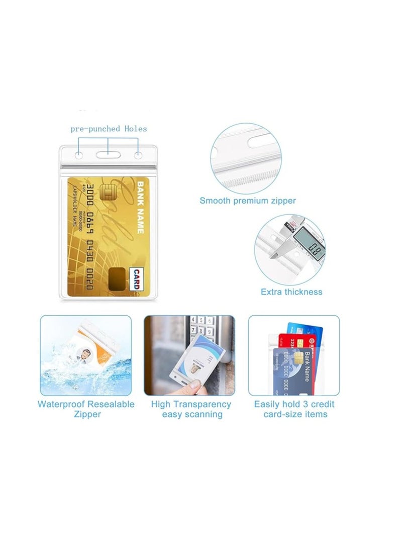 SUPER DEAL 10  Pieces Clear ID Badge Holder with Lanyard, with Lanyard ID Card Holder Waterproof Clear Plastic Vertical Name Tags Badge Holders Transparent PVC Pouch for Office School Travel  - Image 5