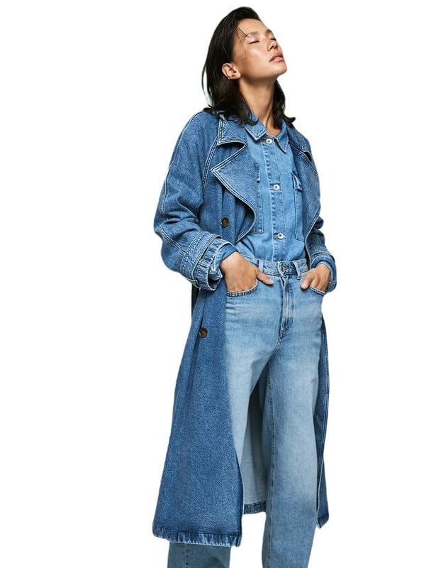 Marks & Spencer Solid Blue Cotton Womens Wide-Leg Jeans - Image 5