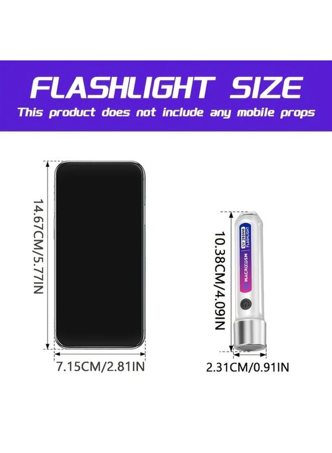 1pc UV Rechargeable Black Light Flashlight 395nm Portable Multifunctional Lamp For Nail Bed Bug Pet Stains Detection - Image 4