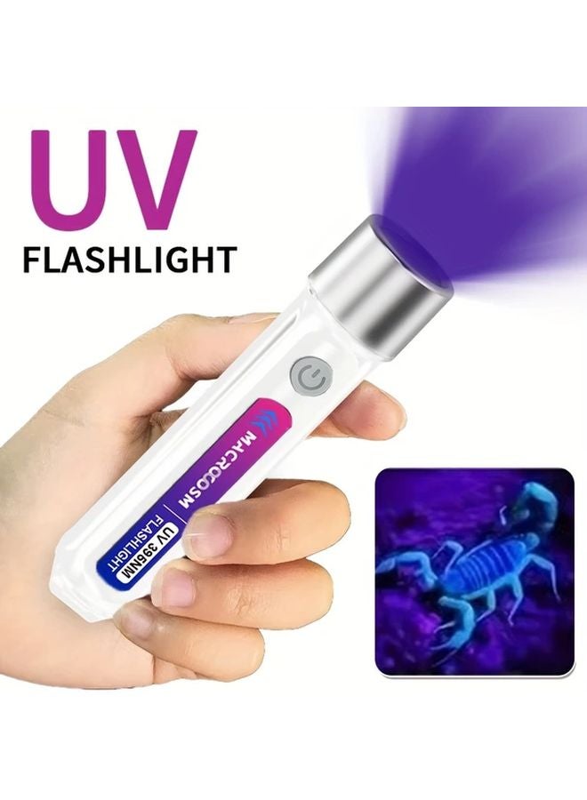 1pc UV Rechargeable Black Light Flashlight 395nm Portable Multifunctional Lamp For Nail Bed Bug Pet Stains Detection - Image 3